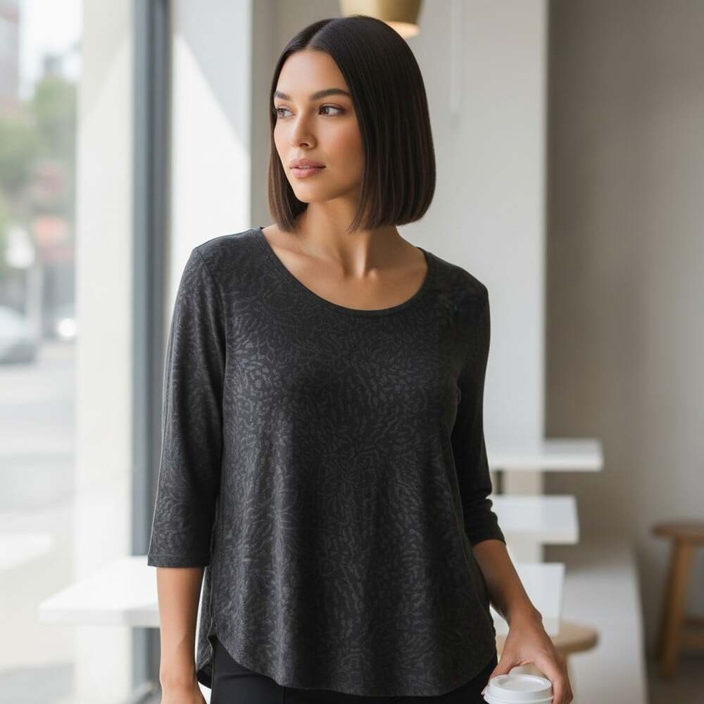Zenergy By Chico’s Women’s Black 3/4 Sleeve Knit Shirt Size 3